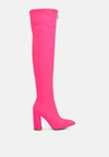 London Rag Ronettes Knee High Stretch Long Boots In Pink