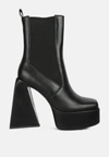 London Rag Frosty High Platform Block Heeled Chelsea Boot In Black