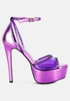 London Rag Cinderella Diamante Detail Stiletto Platform Sandals In Purple