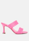 London Rag New Crush Quilted Straps Spool Heeled Sandals In Pink