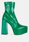 London Rag Whippers Patent Pu High Platform Ankle Boots In Green