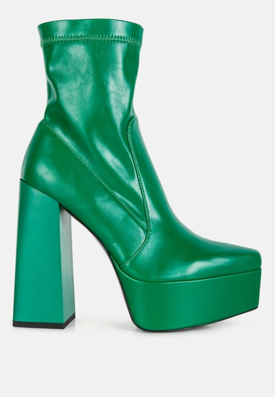 London Rag Whippers Patent Pu High Platform Ankle Boots In Green