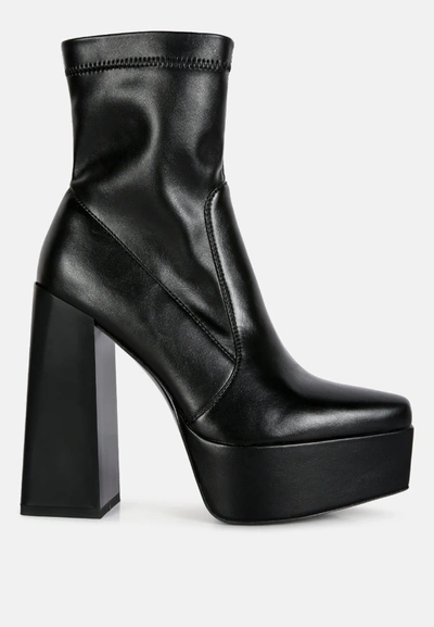 London Rag Whippers Patent Pu High Platform Ankle Boots In Black
