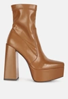 London Rag Whippers Patent Pu High Platform Ankle Boots In Brown