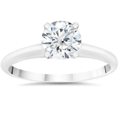 Pompeii3 3/4ct Lab Grown Round Diamond Solitaire Engagement Ring 14k White Gold In Silver