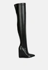 London Rag Leggy Lass Long Knee Platform Chunky Boots In Black