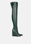 London Rag Leggy Lass Long Knee Platform Chunky Boots In Green