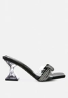 London Rag Hiorda Knotted Rhinestone Embellished Spool Heel Sandals In Black