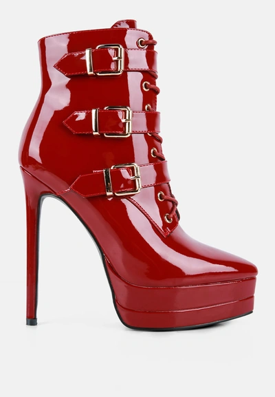 London Rag Gangup High Heeled Stiletto Boots In Red