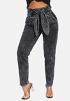 Shop London Rag Bow Together Washed Denim Pants In Grey