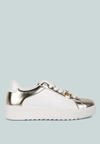 London Rag Nemo Contrasting Metallic Faux Leather Sneakers In Gold