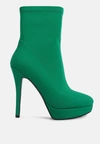 London Rag Patotie High Heeled Lycra Ankle Boot In Green