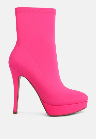 London Rag Patotie High Heeled Lycra Ankle Boot In Pink