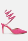 London Rag Elvira Rhinestone Embellished Strap Up Sandals In Pink