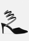 London Rag Elvira Rhinestone Embellished Strap Up Sandals In Black