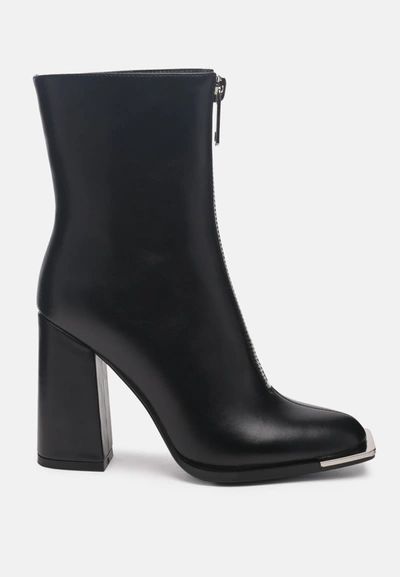 London Rag Flower Blade Square Toe Zip Up Ankle Boots In Black