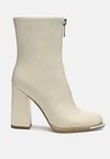 London Rag Flower Blade Square Toe Zip Up Ankle Boots In Brown