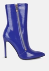 London Rag Mania Patent Pu High Heeled Ankle Boot In Blue