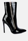 London Rag Mania Patent Pu High Heeled Ankle Boot In Black