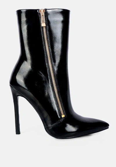 London Rag Mania Patent Pu High Heeled Ankle Boot In Black