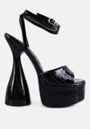 London Rag Drop Dead Patent Croc Ultra High Platform Sandals In Black