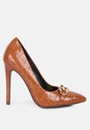 London Rag Fanfare Croc Metal Chain Pump Heels In Multi