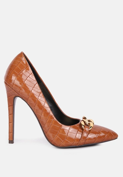 London Rag Fanfare Croc Metal Chain Pump Heels In Multi