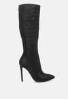 London Rag Tinkles Quilted High Heeled Calf Boots In Black