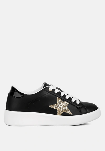 London Rag Starry Glitter Star Detail Sneakers In Black