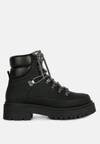 London Rag Ponsies Lace Up Chunky Platform Biker Boots In Black