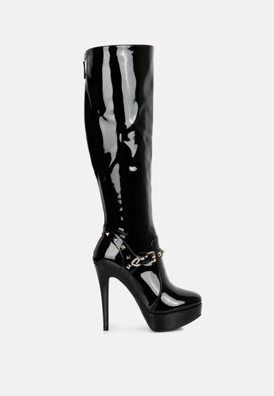 London Rag Daphne Stiletto Heeled Mid Calf Boots In Black