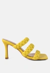 London Rag High Bae Pointed Heel Braided Sandals In Yellow