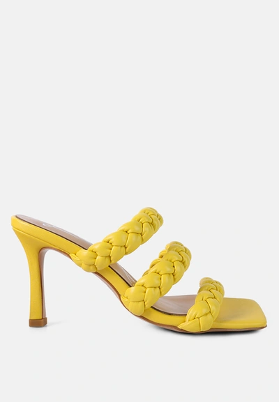 London Rag High Bae Pointed Heel Braided Sandals In Yellow