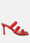 London Rag High Bae Pointed Heel Braided Sandals In Red