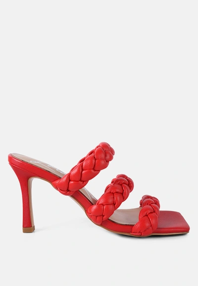London Rag High Bae Pointed Heel Braided Sandals In Red