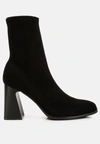 London Rag Candid High Ankle Flared Block Heel Boots In Black