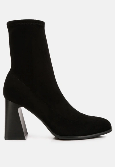 London Rag Candid High Ankle Flared Block Heel Boots In Black