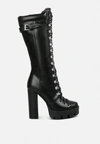 London Rag Magnolia Cushion Collared Lace Up Boots In Black