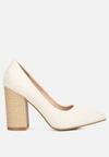 London Rag Elsie Canvas Block Heel Pumps In White