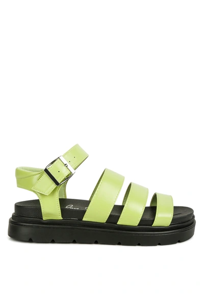 London Rag Belcher Faux Leather Buckle Detail Sandals In Green