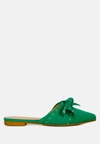 London Rag Makeover Studded Bow Flat Mules In Green