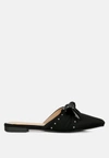 LONDON RAG MAKEOVER STUDDED BOW FLAT MULES