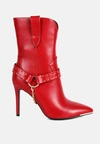 London Rag Pro Tip High Heeled Cult Ankle Boot In Red