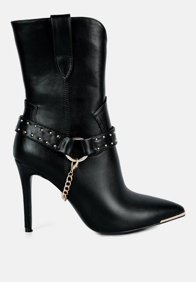 London Rag Pro Tip High Heeled Cult Ankle Boot In Black