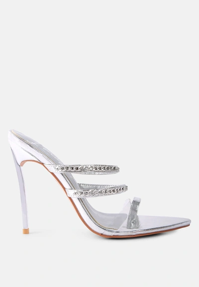 London Rag Tickle Me High Heeled Toe Ring Sandals In Silver