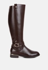 London Rag Renny Buckle Strap Embellished Calf Boots In Brown