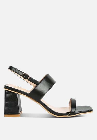 London Rag Kirk Elasticated Gussets Block Heel Sandals In Black