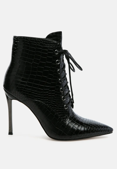 London Rag Escala Croc Lace-up Stiletto Boot In Multi