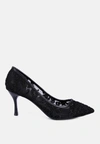 London Rag Reunion Lace Stiletto Party Pumps Sandal In Black