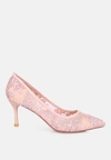 London Rag Reunion Lace Stiletto Party Pumps Sandal In Nude